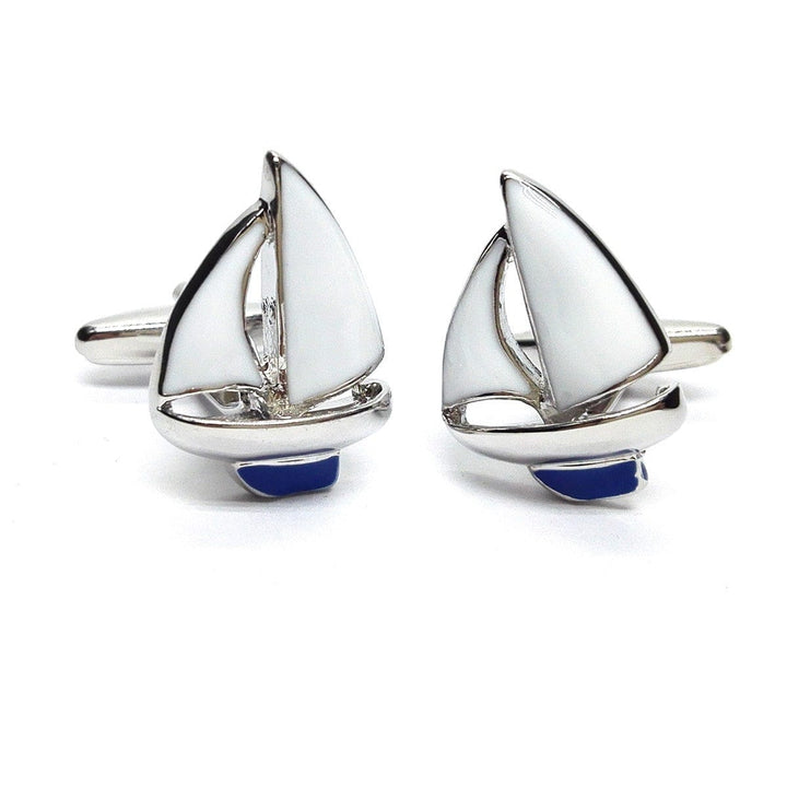 Cufflink Man Cufflinks Blue Sailing Yacht Boat Cufflinks