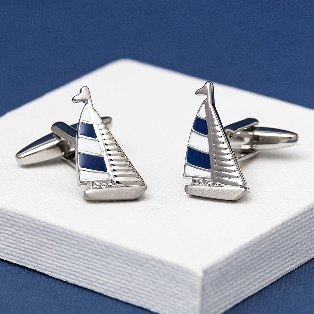 Cufflink Man Cufflinks Blue Sailing Yacht Cufflinks