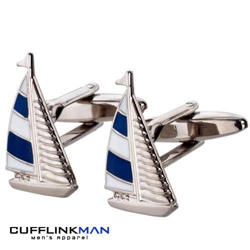 Cufflink Man Cufflinks Blue Sailing Yacht Cufflinks