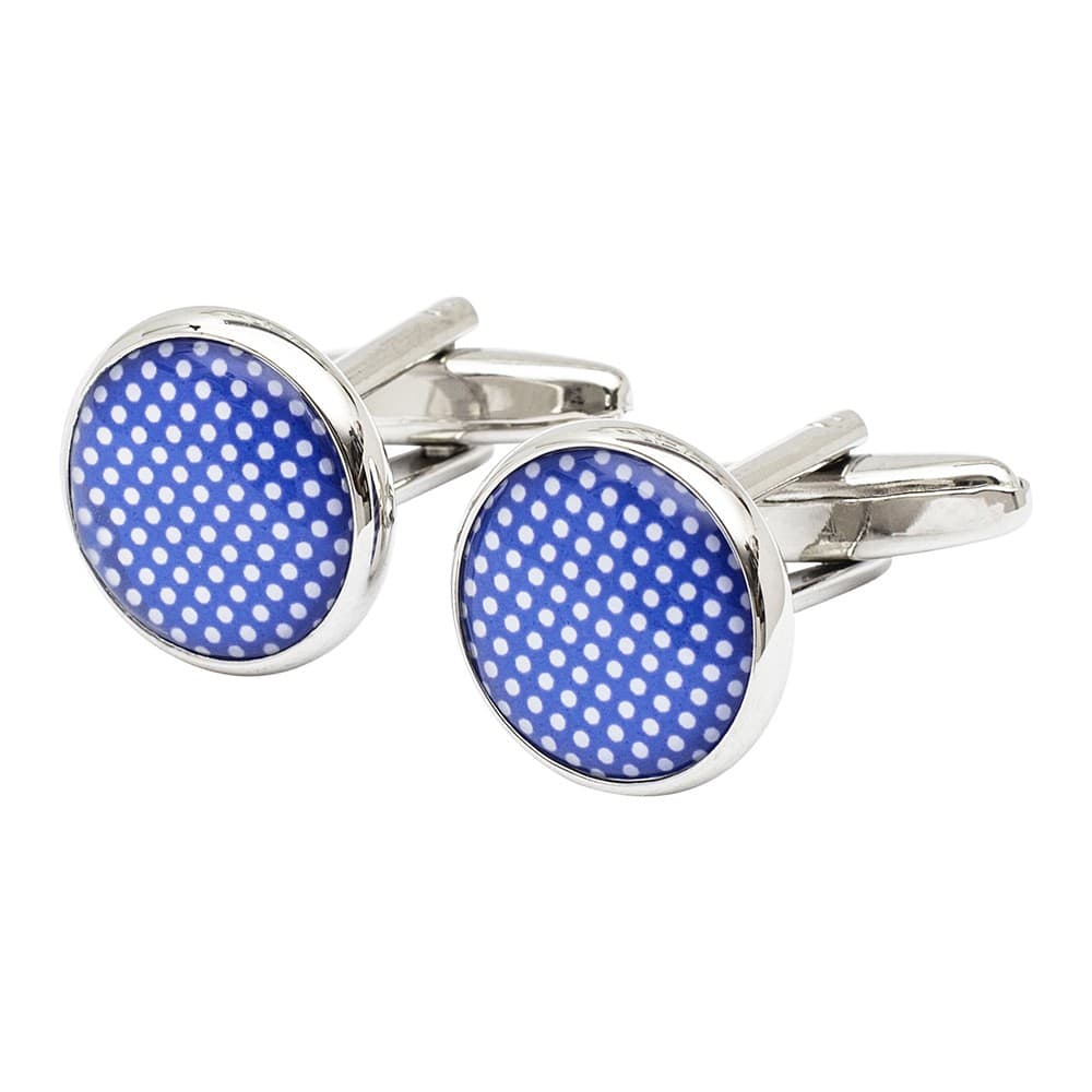 Cufflink Man Cufflinks Blue Speckled Polka Dot Cufflinks