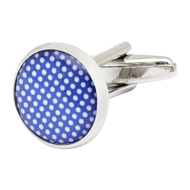 Cufflink Man Cufflinks Blue Speckled Polka Dot Cufflinks