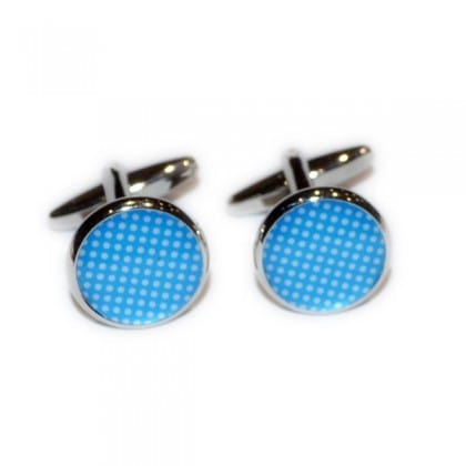 Cufflink Man Cufflinks Blue Speckled Polka Dot Cufflinks