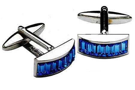 Cufflink Man Cufflinks Blue Swarovski crystal curved cufflinks