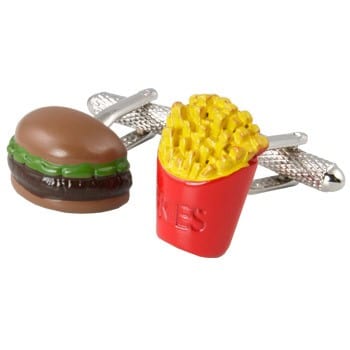 Cufflink Man Cufflinks Burger and Chips Cufflinks