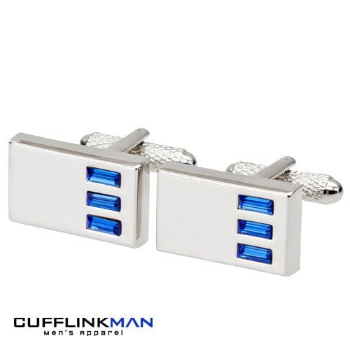 Cufflink Man Cufflinks CAMERON Blue Trio Crystal Cufflinks