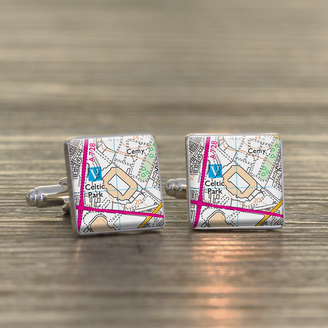 Cufflink Man Cufflinks Celtic Football Cufflinks Celtic Park Map Cufflinks