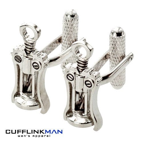 Cufflink Man Cufflinks Corkscrew Cufflinks - Chrome Edition