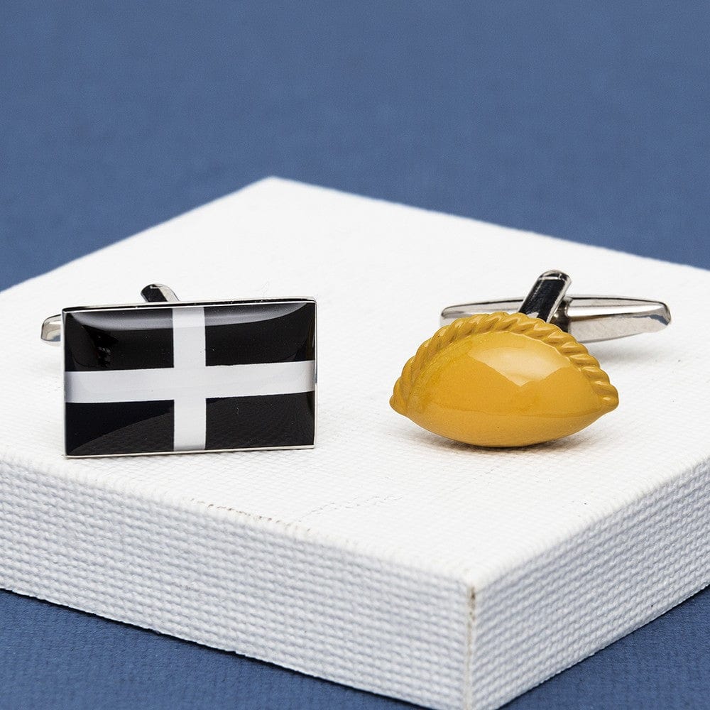 Cufflink Man Cufflinks Cornish Flag and Pasty Cufflinks