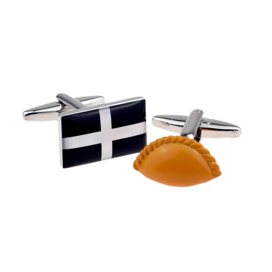 Cufflink Man Cufflinks Cornish Flag and Pasty Cufflinks