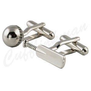 Cufflink Man Cufflinks Cricket Ball and Bat Cufflinks - Silver Edition