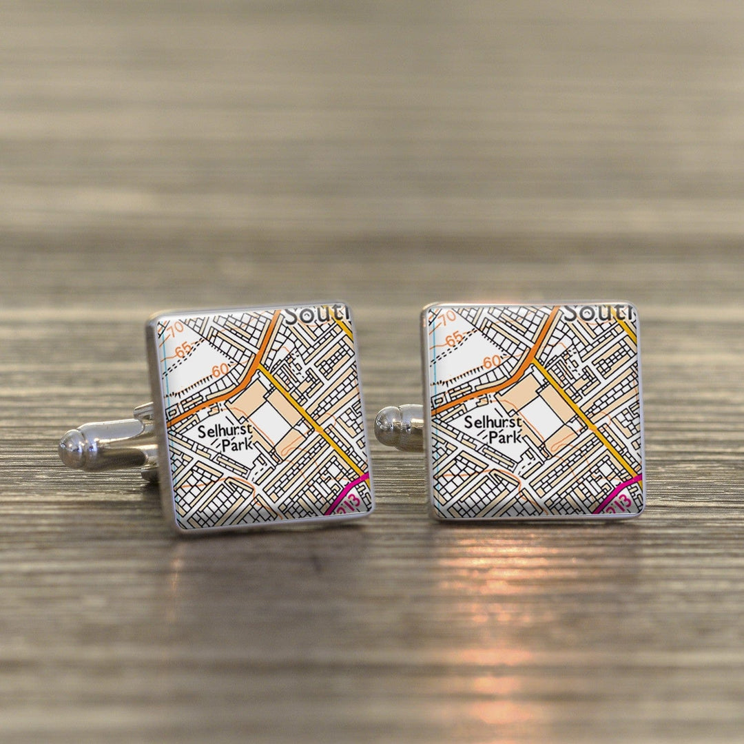 Cufflink Man Cufflinks Crystal Palace FC Football Cufflinks Selhurst Park Stadium Map Cufflinks