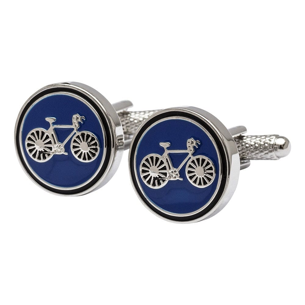 Cufflink Man Cufflinks Cycling Cufflinks - Blue Bicycle Cufflinks Edition