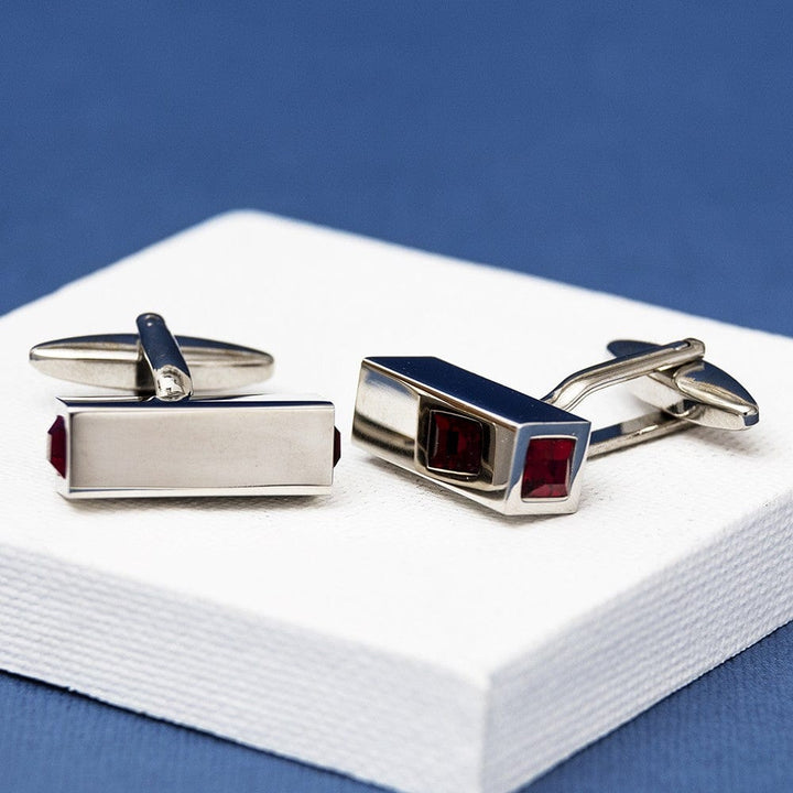 Cufflink Man Cufflinks CYDIA Red Crystal bar Cufflinks