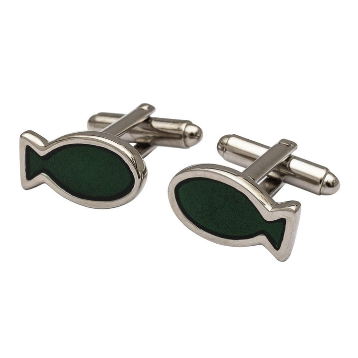 Cufflink Man Cufflinks Fisherman's Friend Green Fish Cufflinks