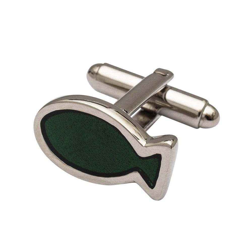 Cufflink Man Cufflinks Fisherman's Friend Green Fish Cufflinks