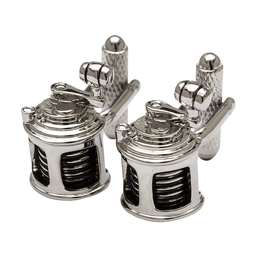 Cufflink Man Cufflinks Fishing Reel Cufflinks - Silver Edition