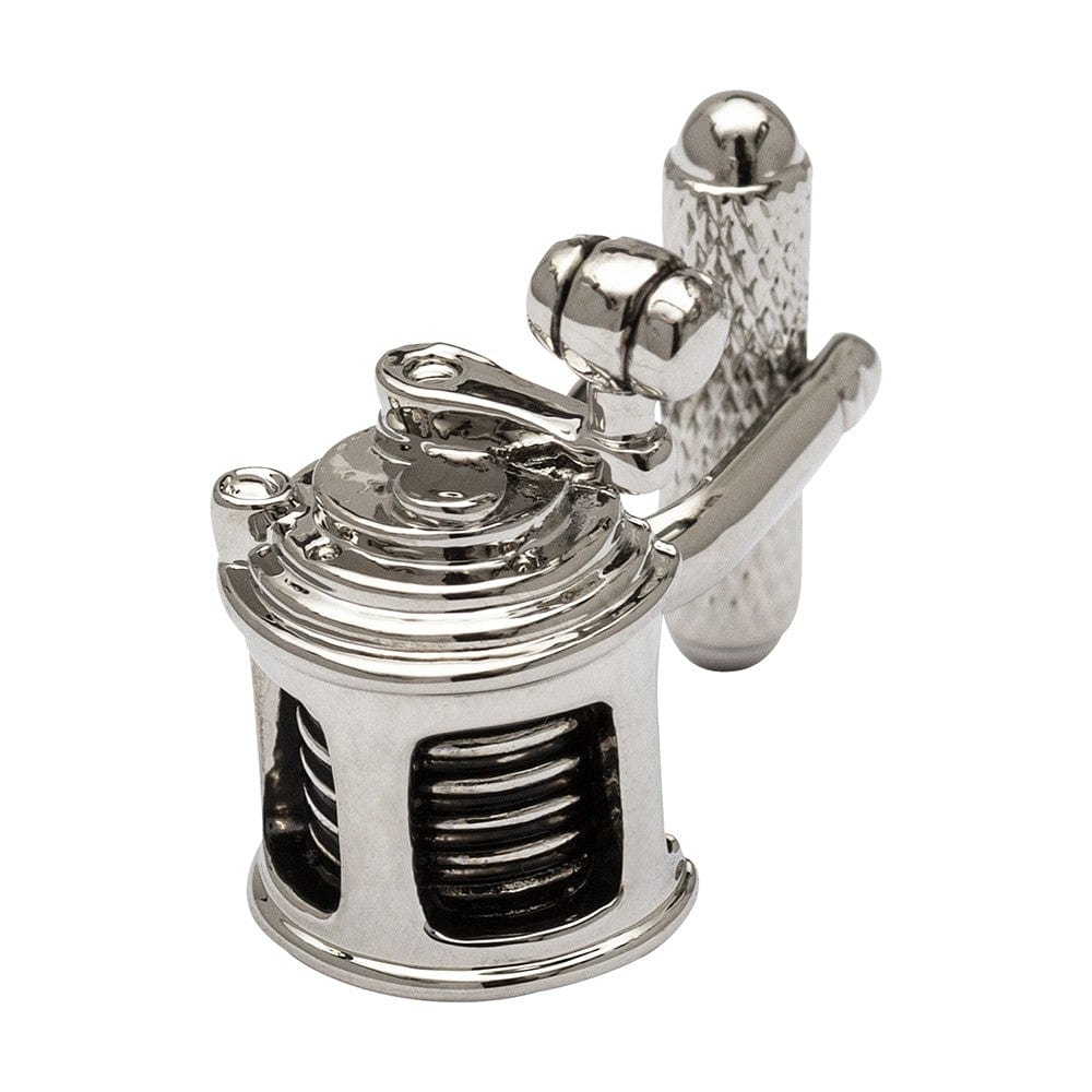 Cufflink Man Cufflinks Fishing Reel Cufflinks - Silver Edition