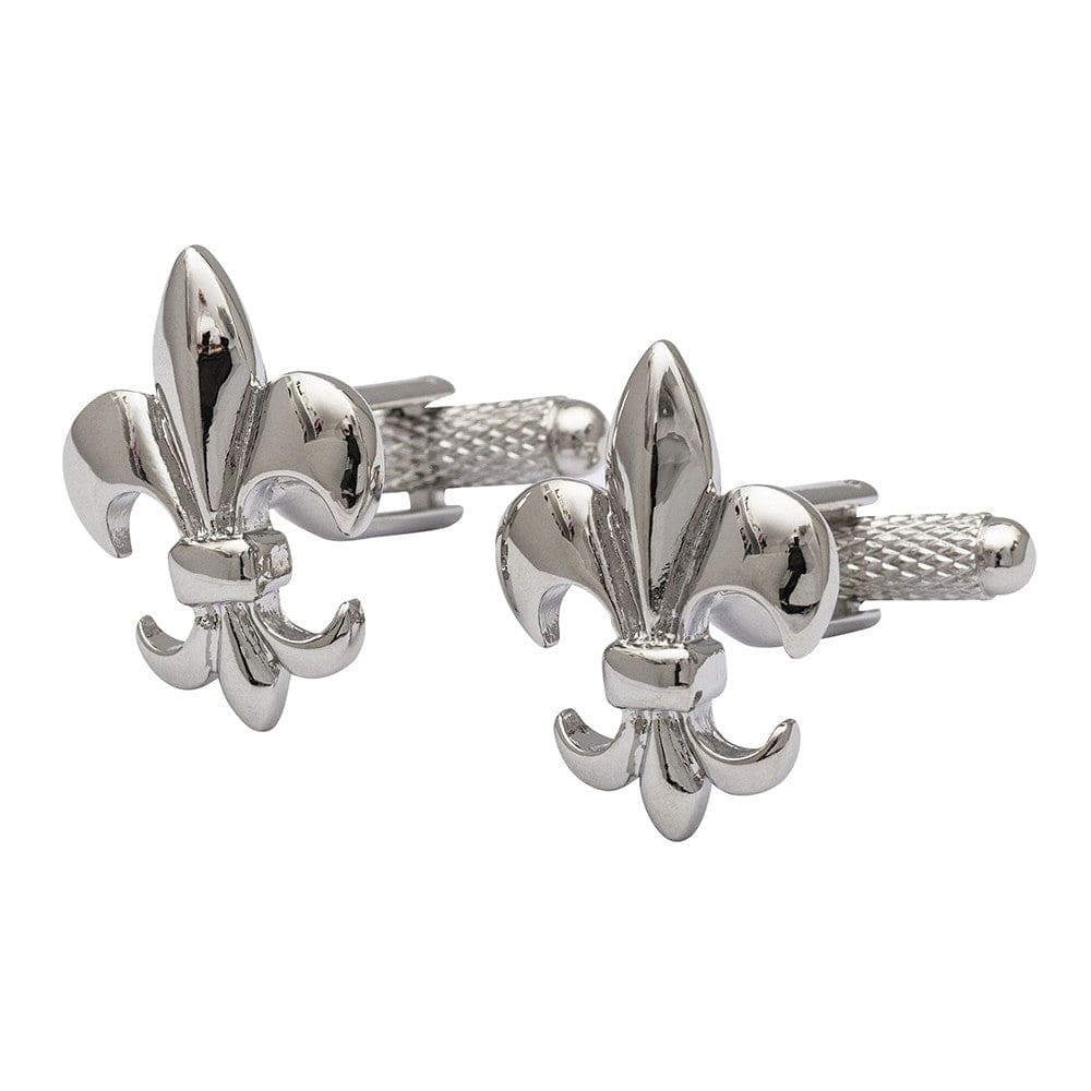 Cufflink Man Cufflinks Fleur De Lis Cufflinks Rhodium