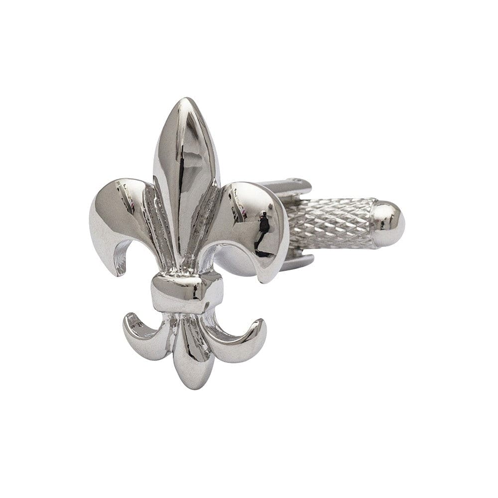 Cufflink Man Cufflinks Fleur De Lis Cufflinks Rhodium