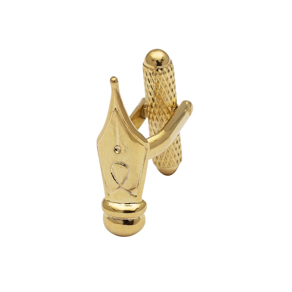 Cufflink Man Cufflinks Fountain Pen Cufflinks - Ink Pen Cufflinks - Gold Edition