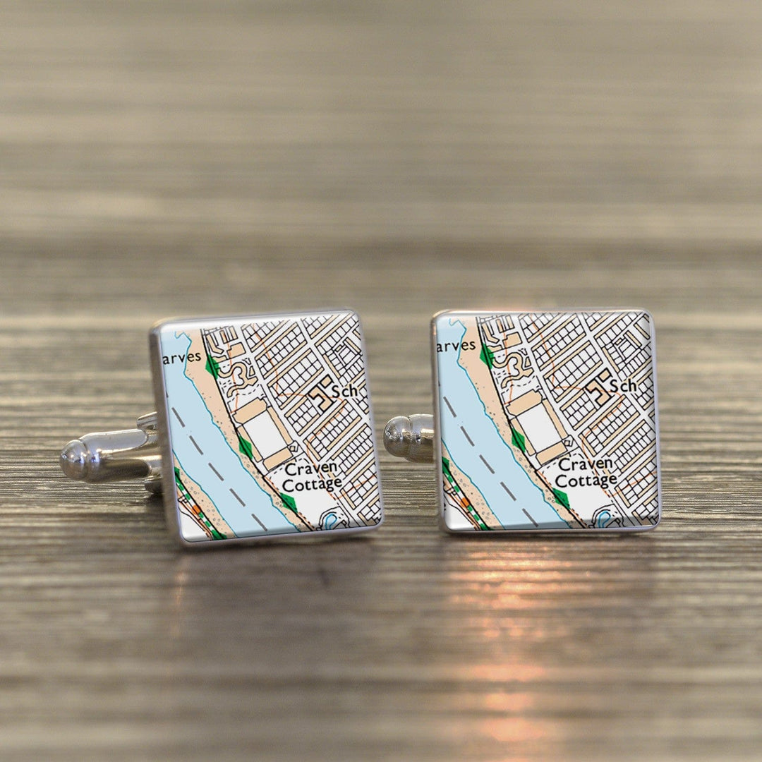 Cufflink Man Cufflinks Fulham Football Club Cufflinks - Craven Cottage Stadium Map Cufflinks