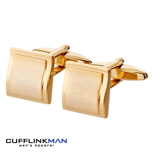 Cufflink Man Cufflinks Gold plated Brushed Curved Square Cufflinks