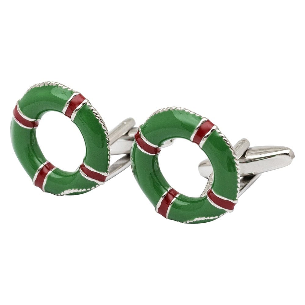 Cufflink Man Cufflinks Green and Red Life Buoy Cufflinks