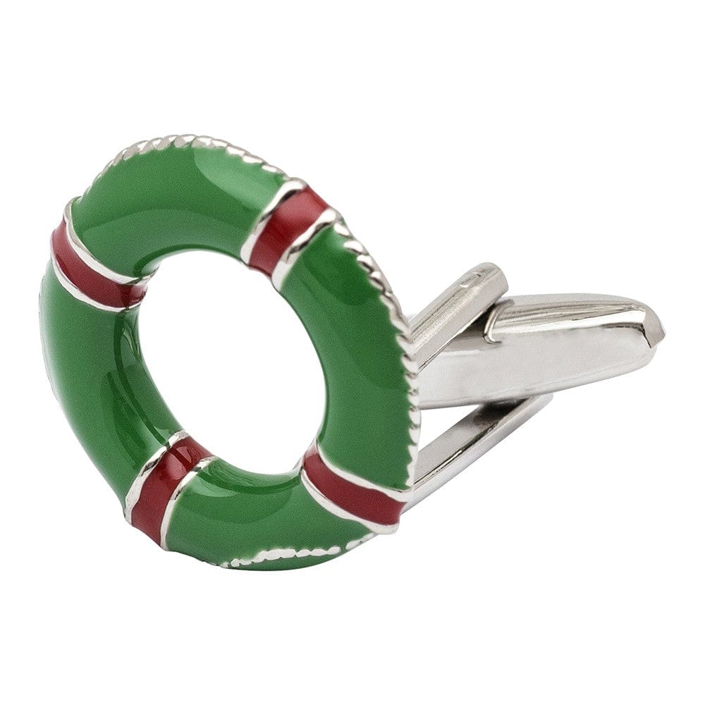 Cufflink Man Cufflinks Green and Red Life Buoy Cufflinks