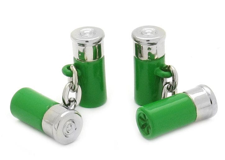 Cufflink Man Cufflinks Green Chain-Link Shotgun Cartridge Cufflinks