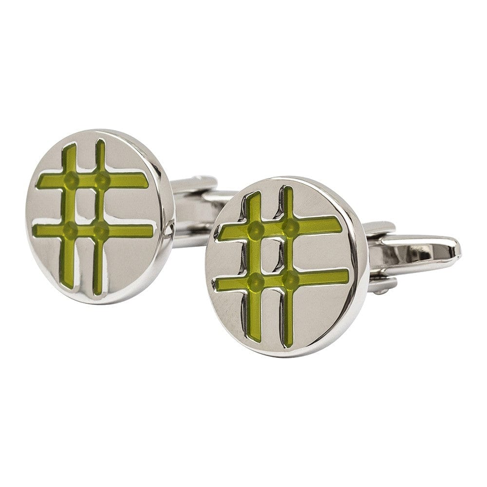 Cufflink Man Cufflinks Green Cross Hatch Cufflinks