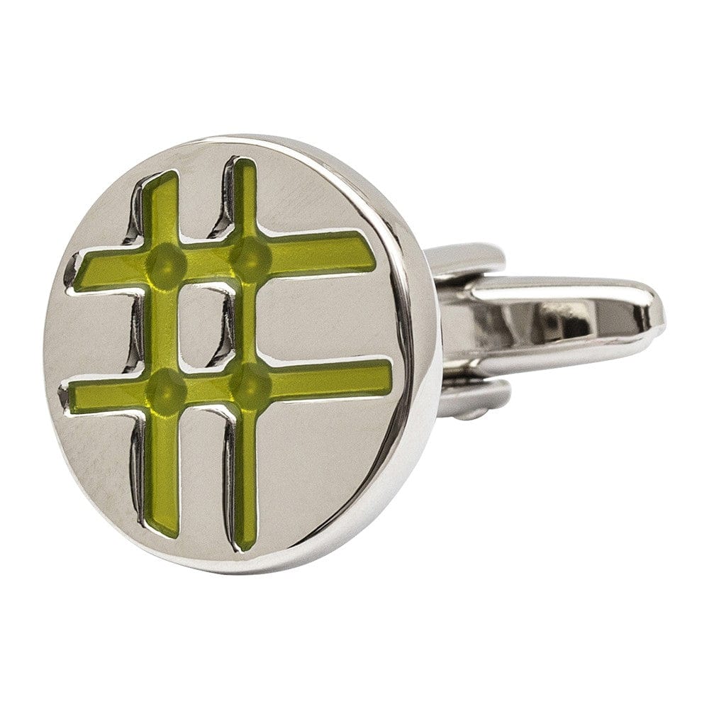 Cufflink Man Cufflinks Green Cross Hatch Cufflinks