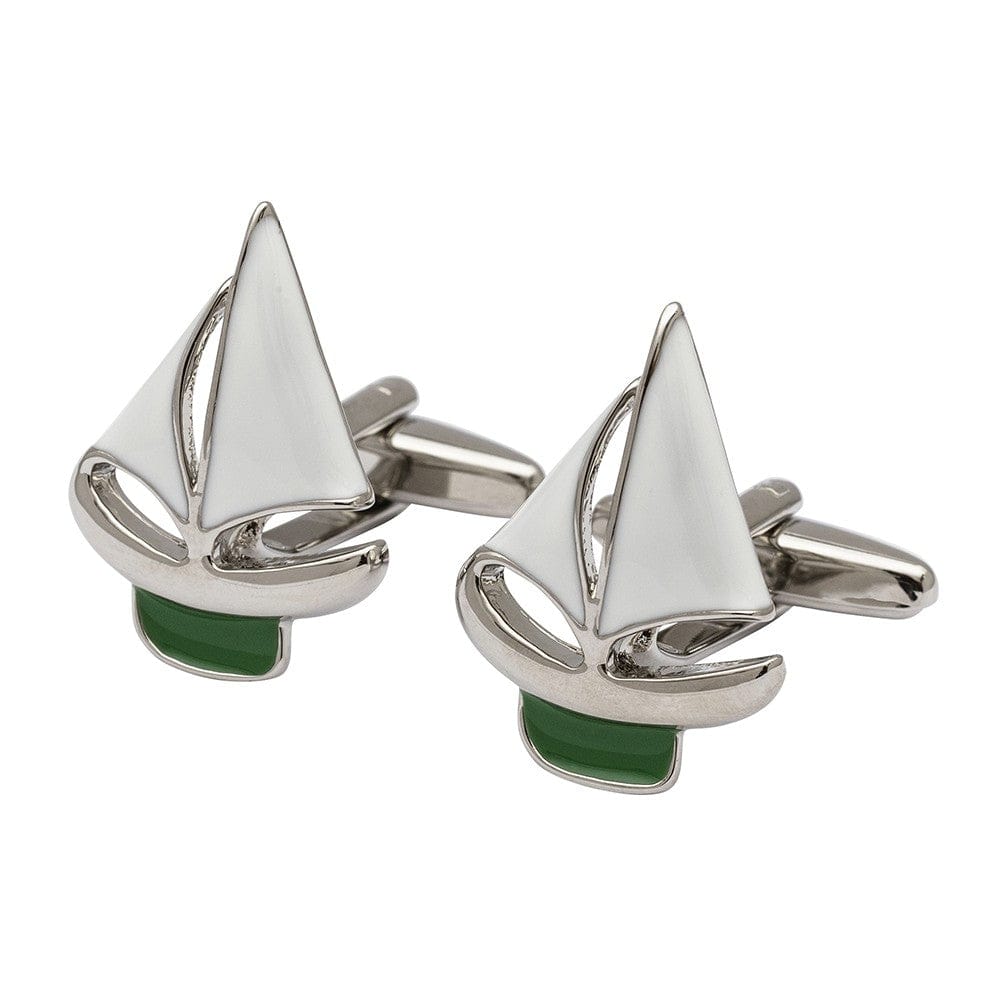 Cufflink Man Cufflinks Green Sailing Boats Cufflinks