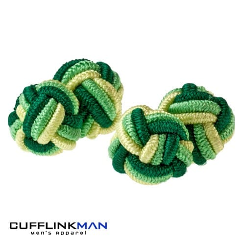 Cufflink Man Cufflinks Green Silk Knot Cufflinks