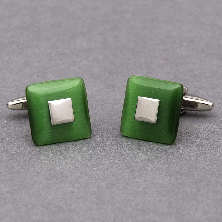 Cufflink Man Cufflinks Green Square Cufflinks