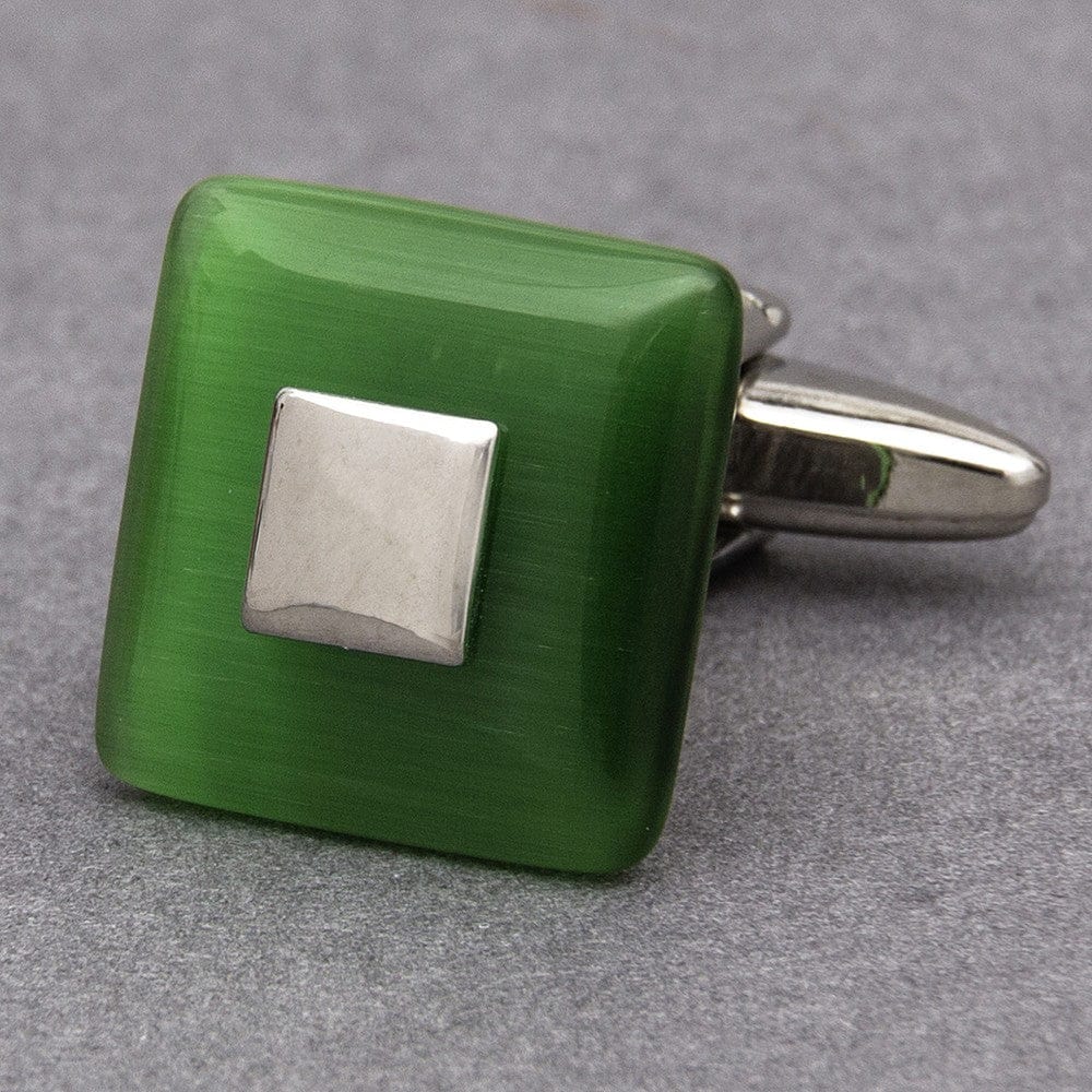 Cufflink Man Cufflinks Green Square Cufflinks