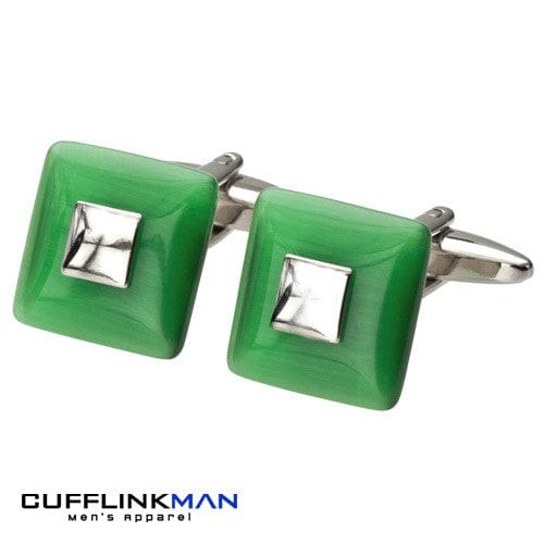 Cufflink Man Cufflinks Green Square Cufflinks