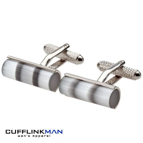 Cufflink Man Cufflinks Grey Cats Eye Cylinder Cufflinks