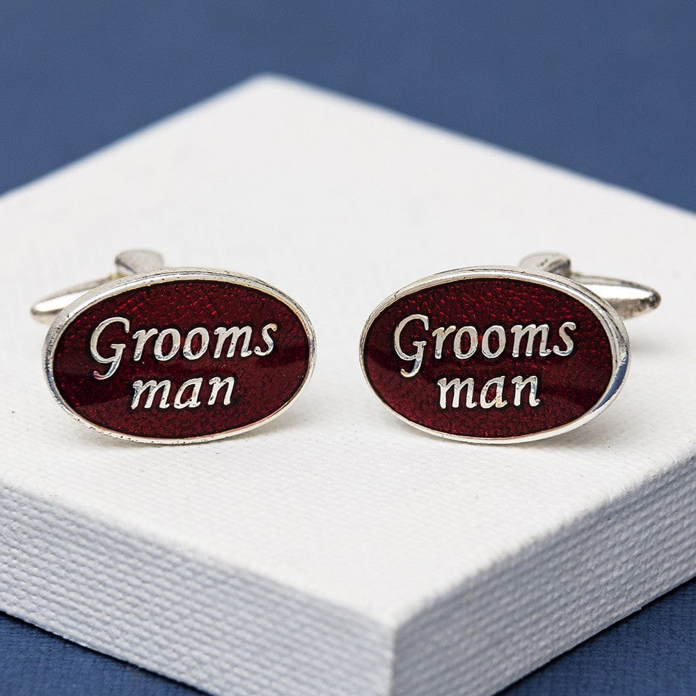 Cufflink Man Cufflinks Groomsman Cufflinks Oval Red