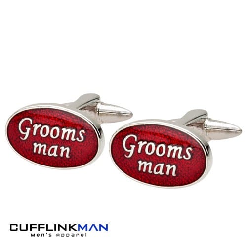 Cufflink Man Cufflinks Groomsman Cufflinks Oval Red