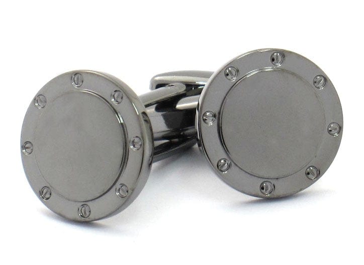 Cufflink Man Cufflinks Gunmetal Port Hole Cufflinks