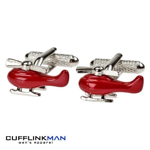 Cufflink Man Cufflinks Helicopter Cufflinks Red