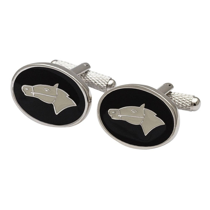 Cufflink Man Cufflinks Horse Head Oval Medallion Cufflinks