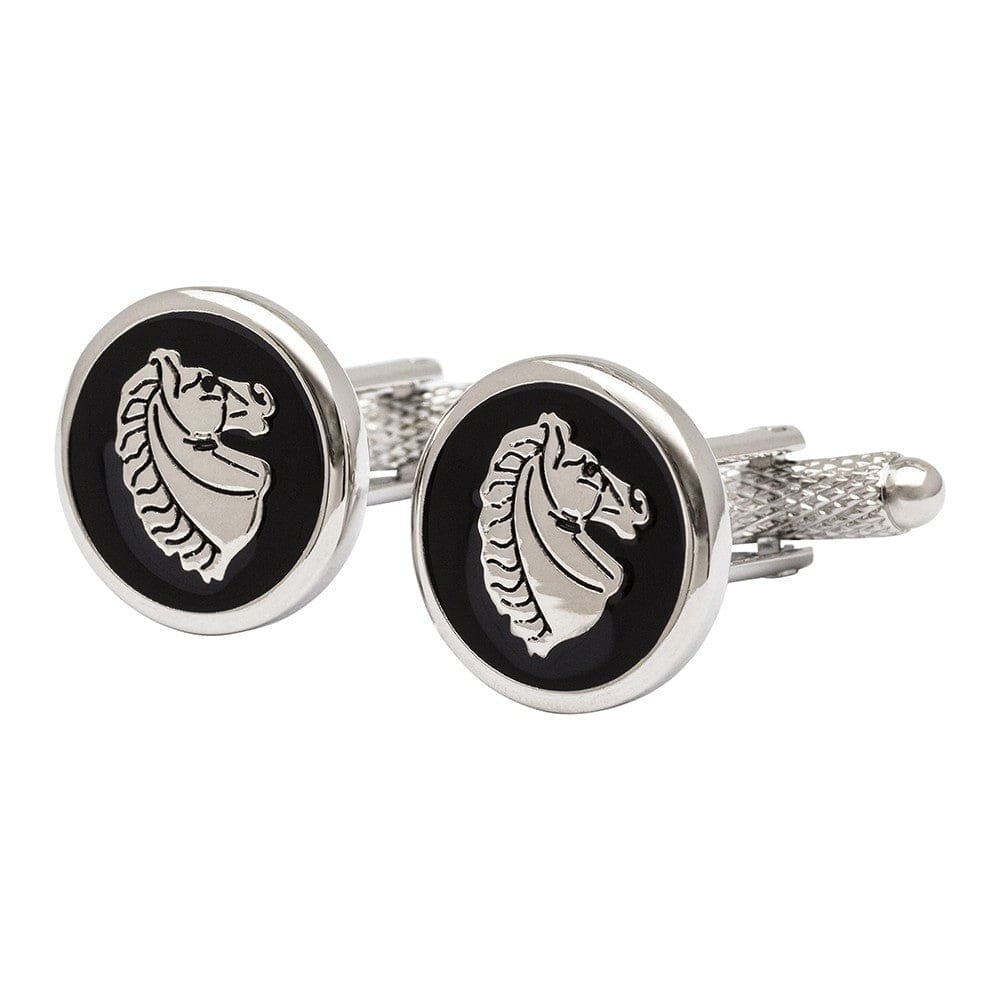 Cufflink Man Cufflinks Horse Head Round Medallion Cufflinks