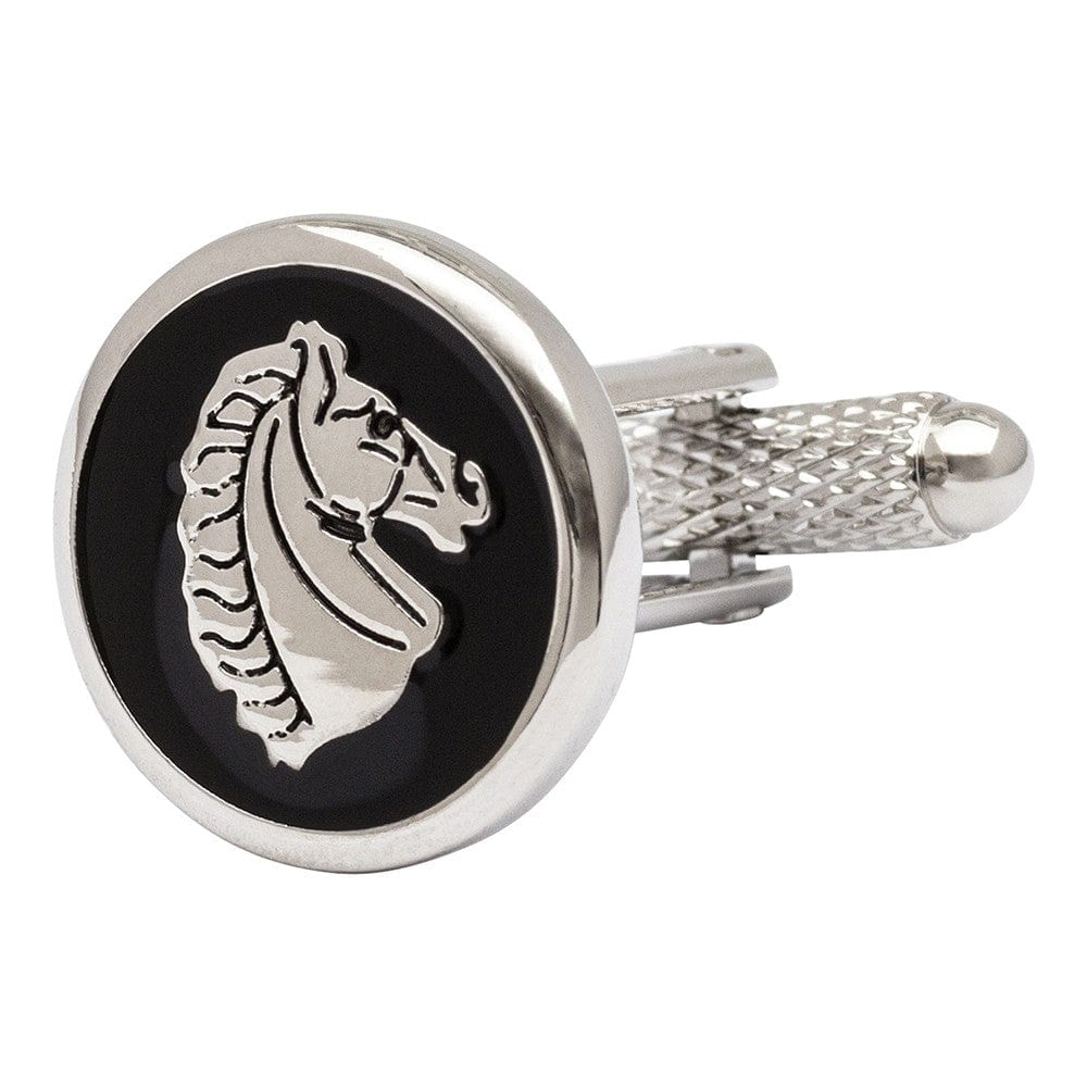 Cufflink Man Cufflinks Horse Head Round Medallion Cufflinks