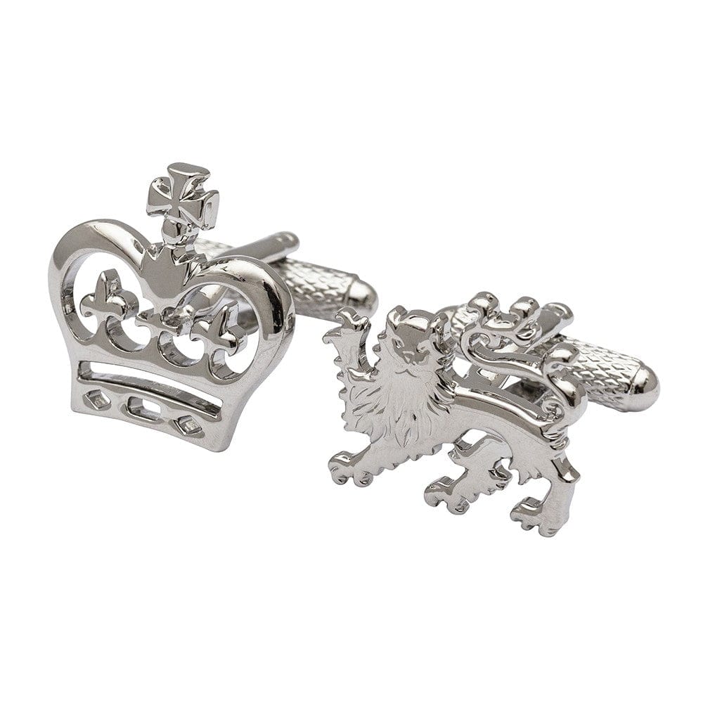 Cufflink Man Cufflinks Lion and Crown Rhodium Cufflinks