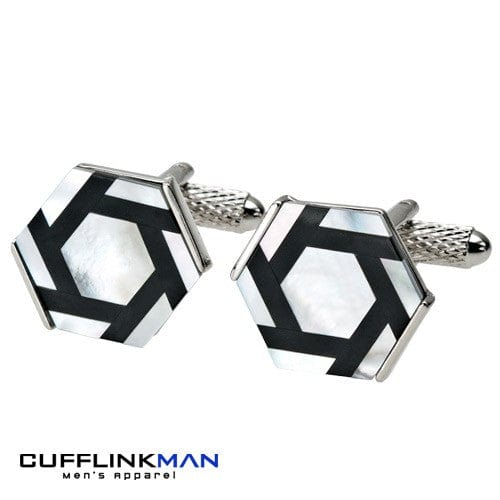 Cufflink Man Cufflinks Mother of Pearl Hexagonal Cufflinks