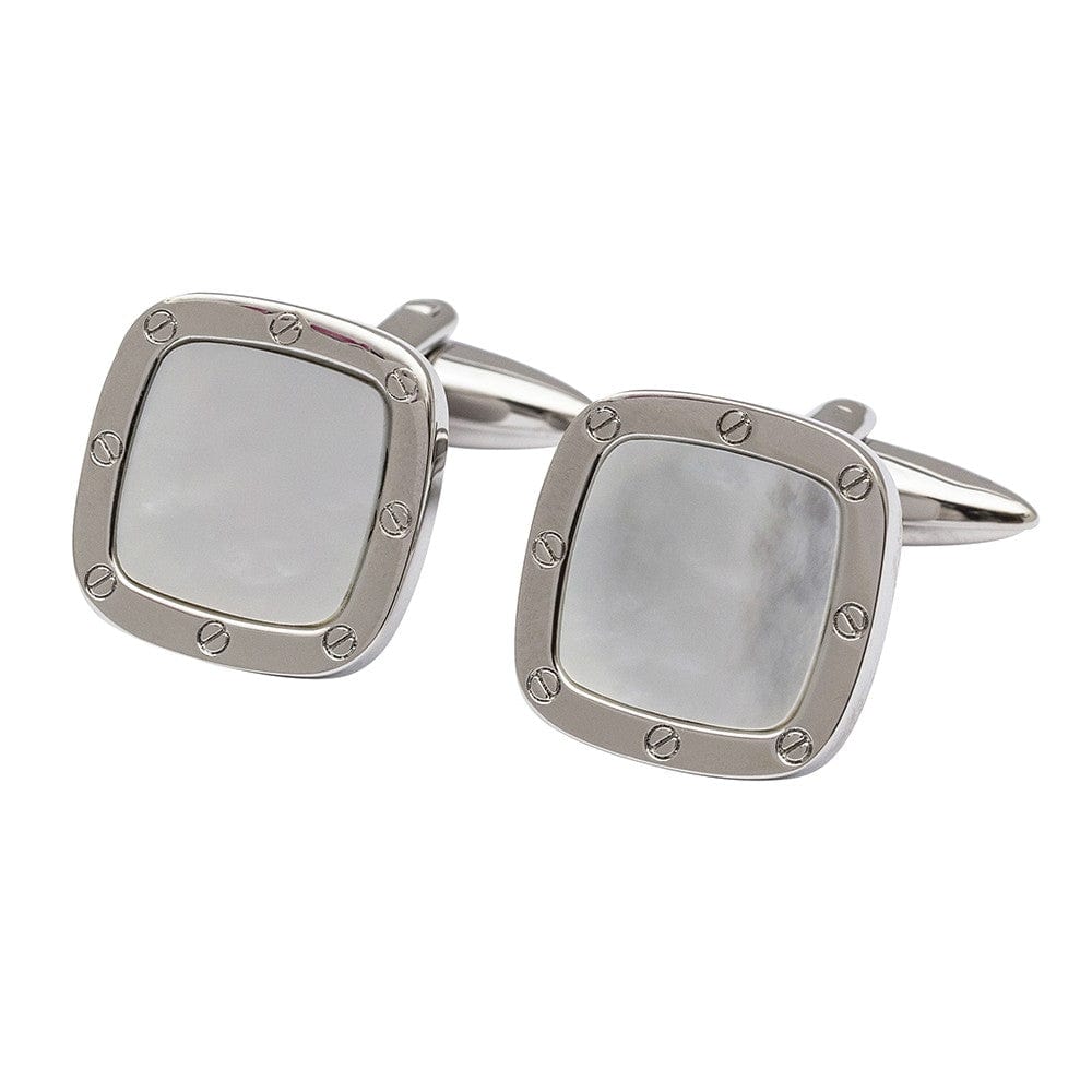 Cufflink Man Cufflinks Mother of Pearl Port Hole Cufflinks - Square Edition