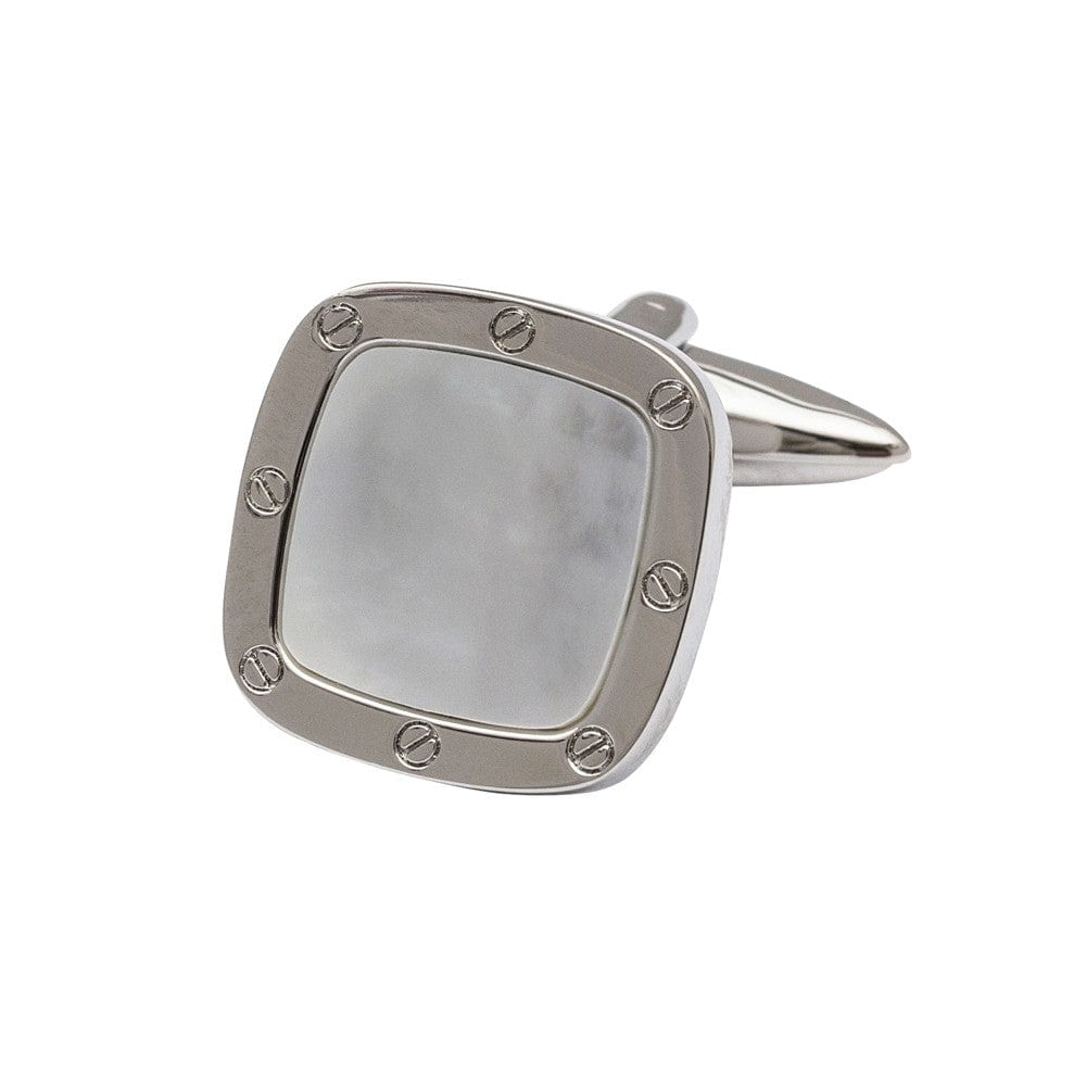 Cufflink Man Cufflinks Mother of Pearl Port Hole Cufflinks - Square Edition