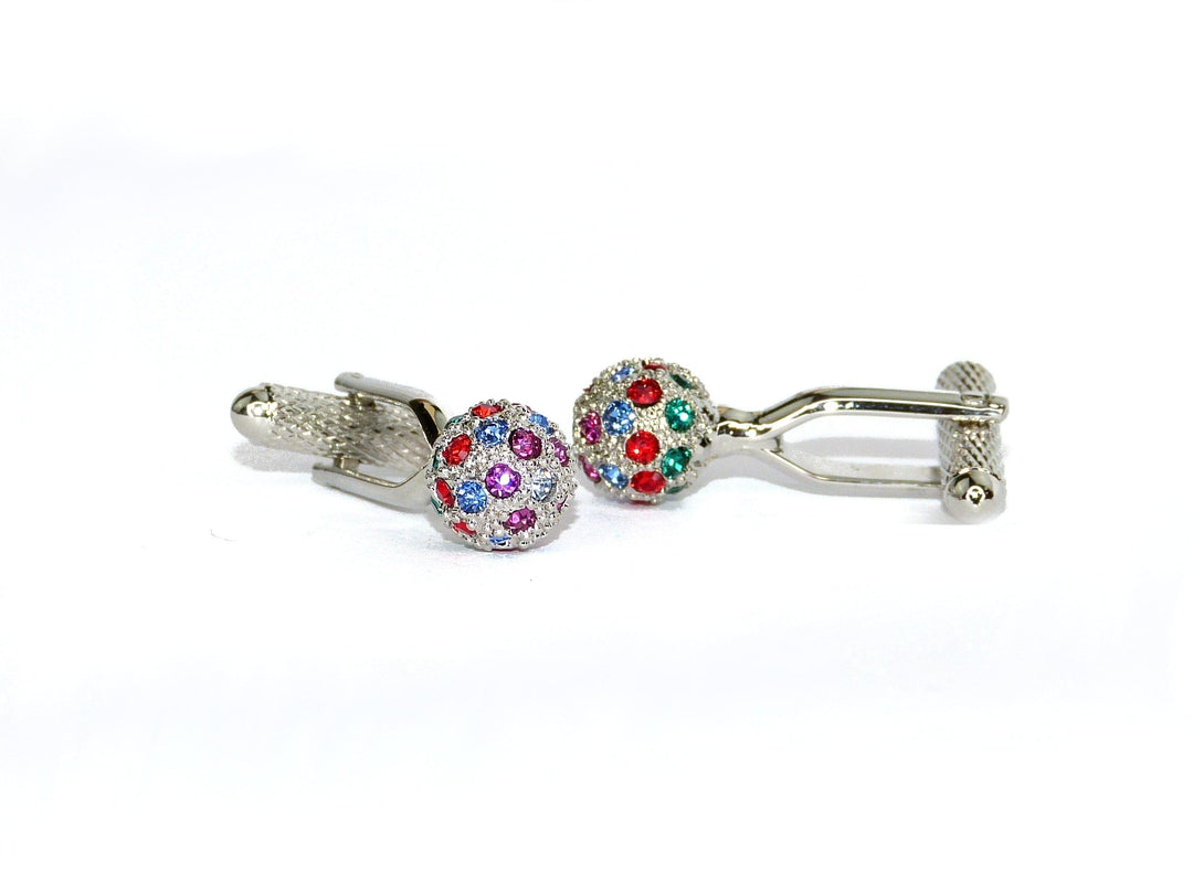 Cufflink Man Cufflinks Multi coloured Swarovski crystals ball cufflinks