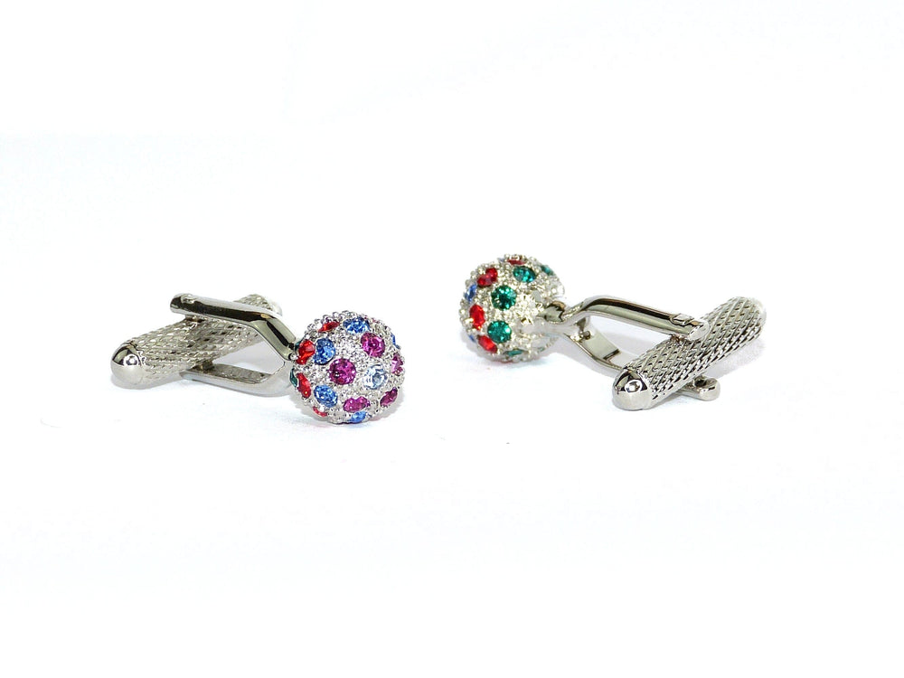 Cufflink Man Cufflinks Multi coloured Swarovski crystals ball cufflinks